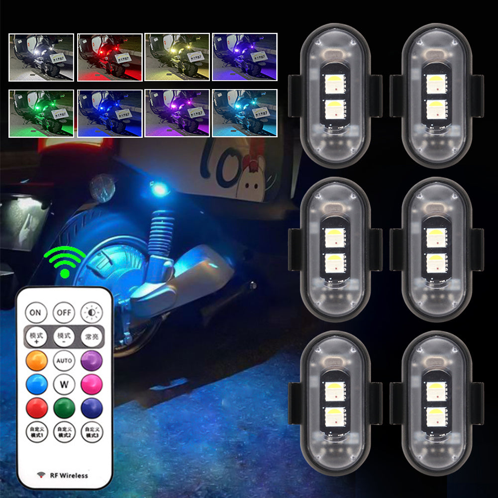 Motorcycle LED Flash Position Lights, RGB Car Strobe Light, Wireless Airplane Helicopter Warning Signal Accessories