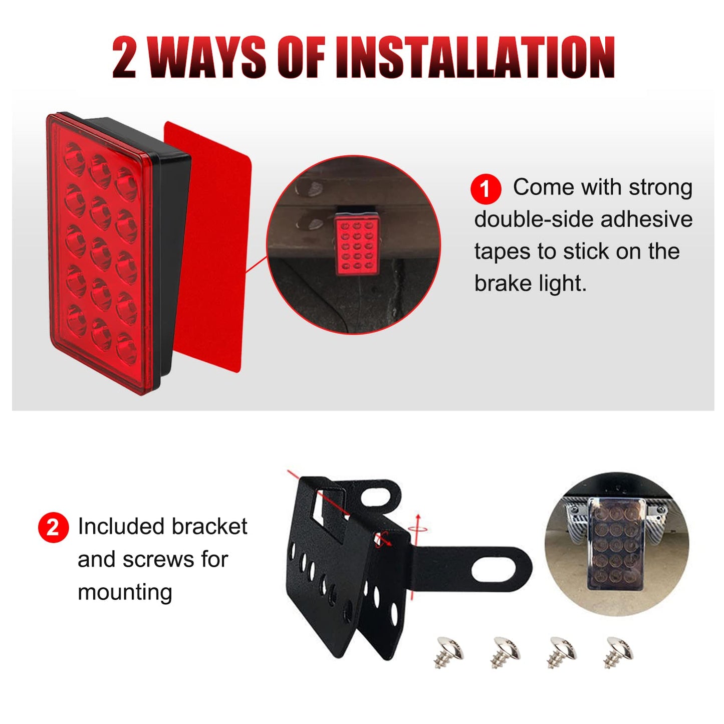 Led Rear Tail Lights Flash Brake Pilot Lights Auto Reverse Stop Safety Signal Lamps 4