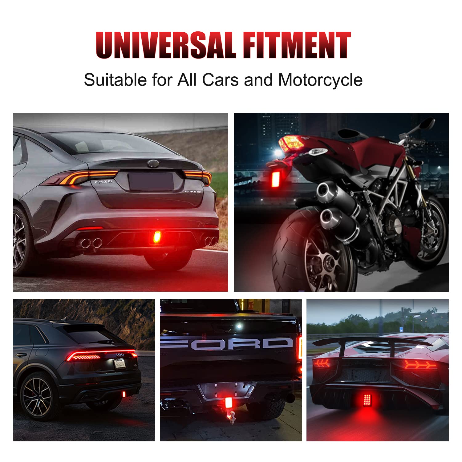 Led Rear Tail Lights Flash Brake Pilot Lights Auto Reverse Stop Safety Signal Lamps 2