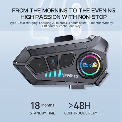 Helmet Bluetooth Intercom Headset Motorcycle 2 Riders Communication System Waterproof Music Sharing 2
