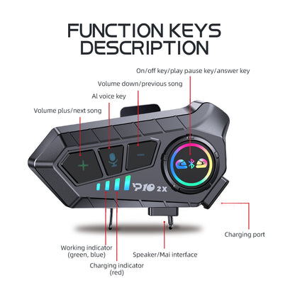 Helmet Bluetooth Intercom Headset Motorcycle 2 Riders Communication System Waterproof Music Sharing 5