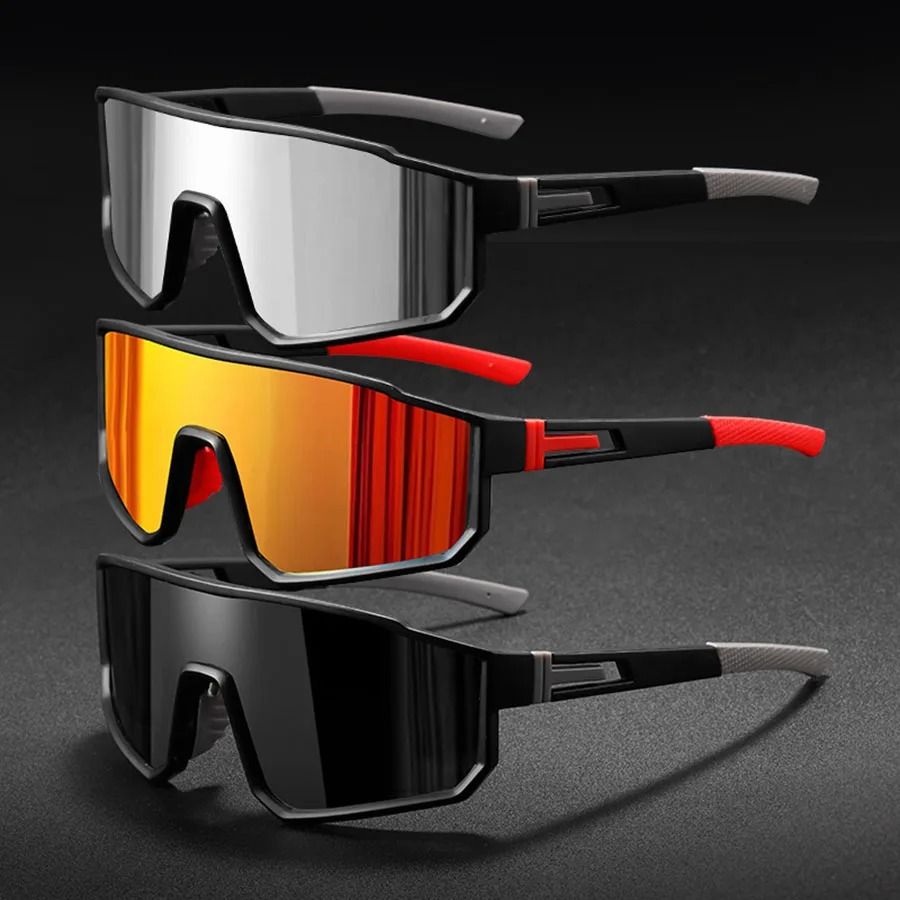 Mens Oversized Cycling Sunglasses Windproof UV Protection Sports Glasses for Outdoor Riding