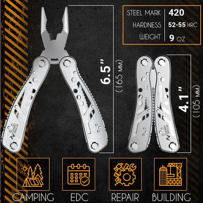 Professional Electrician 24 in 1 Universal Diagonal Pliers, Anti Slip Hardware Wire Cutters, Durable Repair Tools