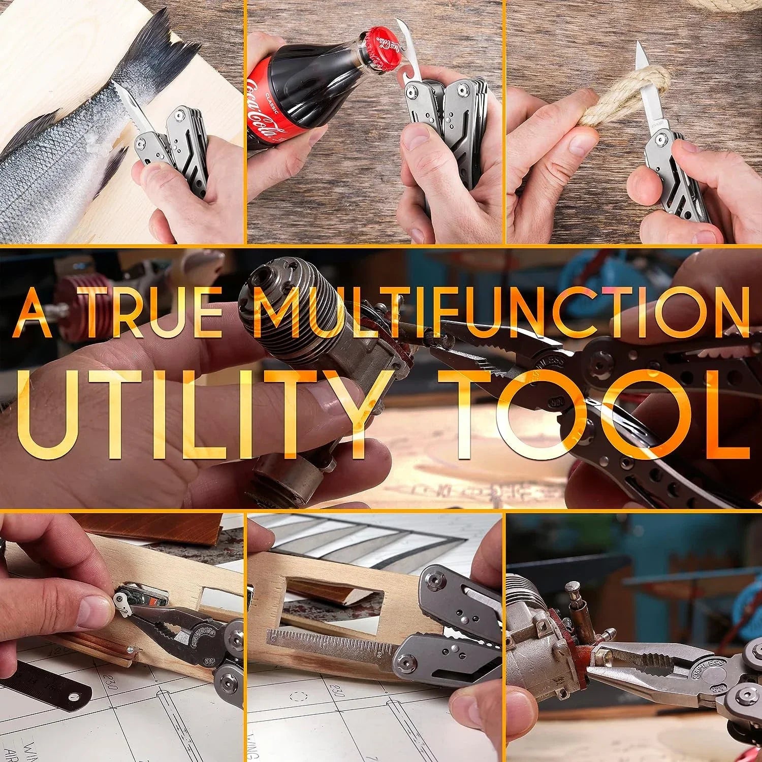 Professional Electrician 24 in 1 Universal Diagonal Pliers, Anti Slip Hardware Wire Cutters, Durable Repair Tools