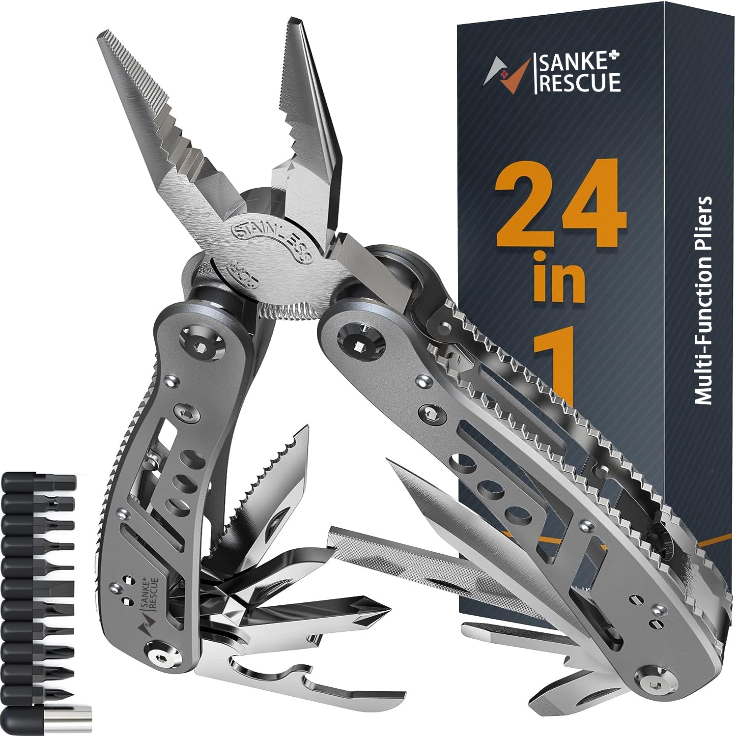 Professional Electrician 24 in 1 Universal Diagonal Pliers, Anti Slip Hardware Wire Cutters, Durable Repair Tools