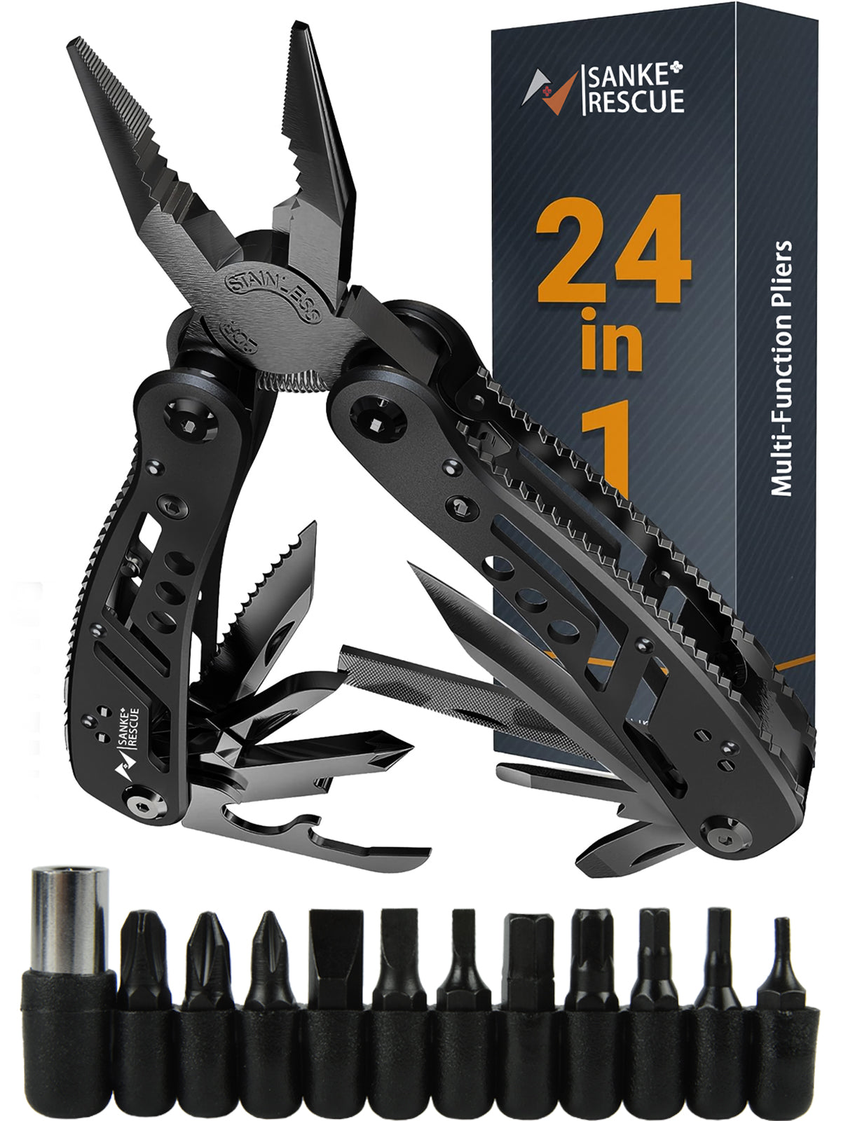 Professional Electrician 24 in 1 Universal Diagonal Pliers, Anti Slip Hardware Wire Cutters, Durable Repair Tools