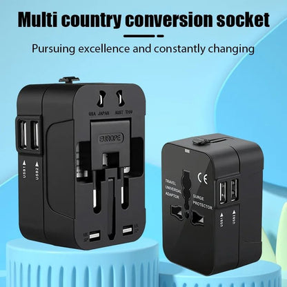 Universal Travel Adapter with Dual USB Ports for EU UK US AU Outlets