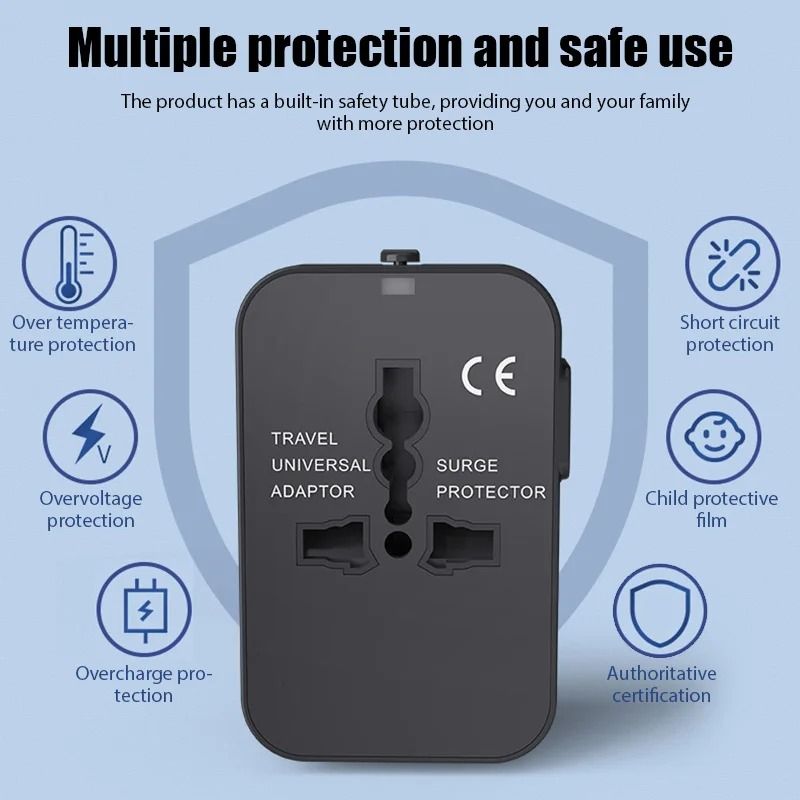 Universal Travel Adapter With Dual USB Ports For EU UK US AU Outlets 2