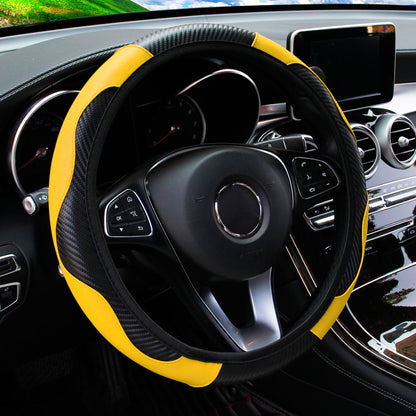 Carbon Fiber PU Leather Steering Wheel Cover Without Inner Ring Car Accessories Premium Automotive  5