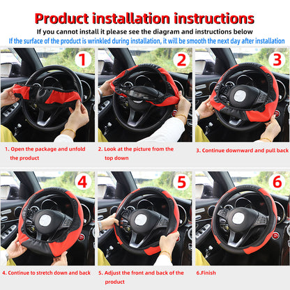 Carbon Fiber PU Leather Steering Wheel Cover Without Inner Ring Car Accessories Premium Automotive  1