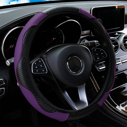 Carbon Fiber PU Leather Steering Wheel Cover Without Inner Ring Car Accessories Premium Automotive  12