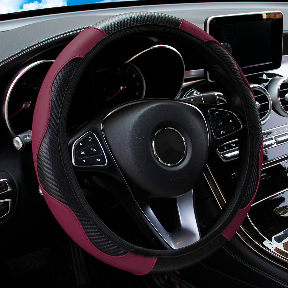 Carbon Fiber PU Leather Steering Wheel Cover Without Inner Ring Car Accessories Premium Automotive  14
