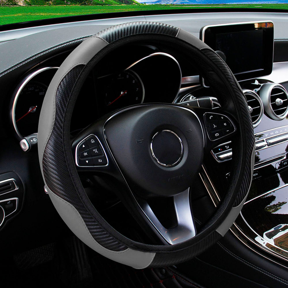 Carbon Fiber PU Leather Steering Wheel Cover Without Inner Ring Car Accessories Premium Automotive  15