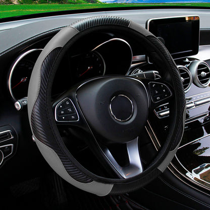 Carbon Fiber PU Leather Steering Wheel Cover Without Inner Ring Car Accessories Premium Automotive  15
