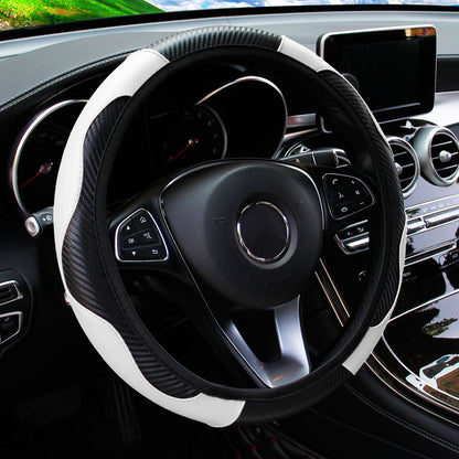 Carbon Fiber PU Leather Steering Wheel Cover Without Inner Ring Car Accessories Premium Automotive  17