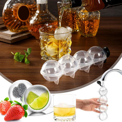 Large Ice Mould, Round Ice Ball Maker, Ice Cube Tray Box for DIY Home Bar, Cocktail Sphere Ice Shape Maker Tools