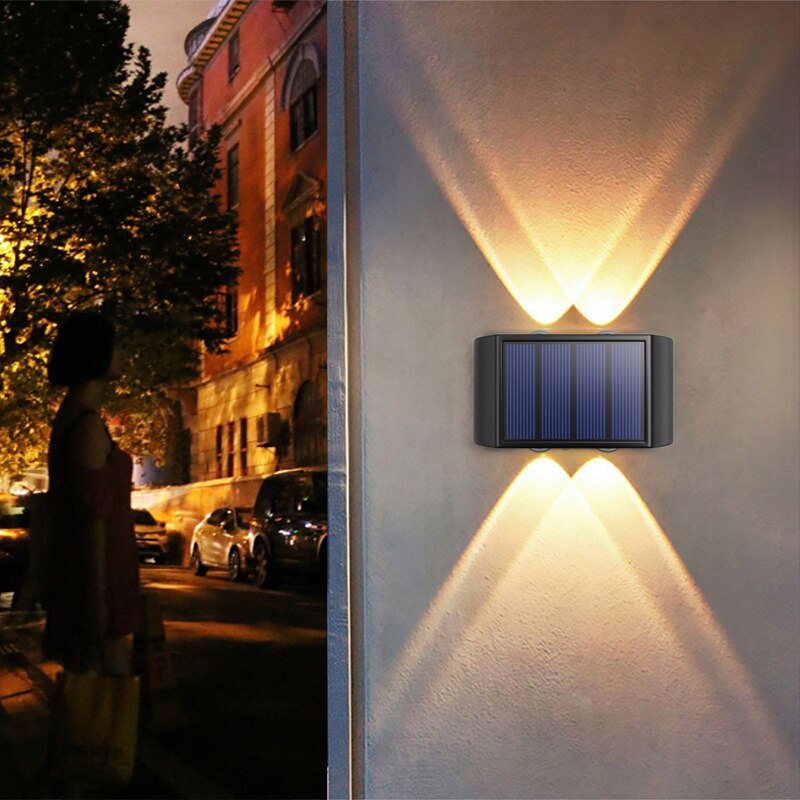 Solar Wall Lamp Outdoor Waterproof Light, Warm Up and Down Lighting, Garden, Yard, Balcony Decorative