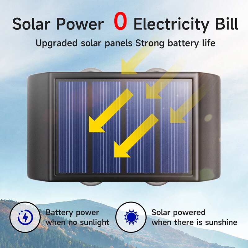Solar Wall Lamp Outdoor Waterproof Light Warm Up And Down Lighting Garden Yard Balcony Decorative 2