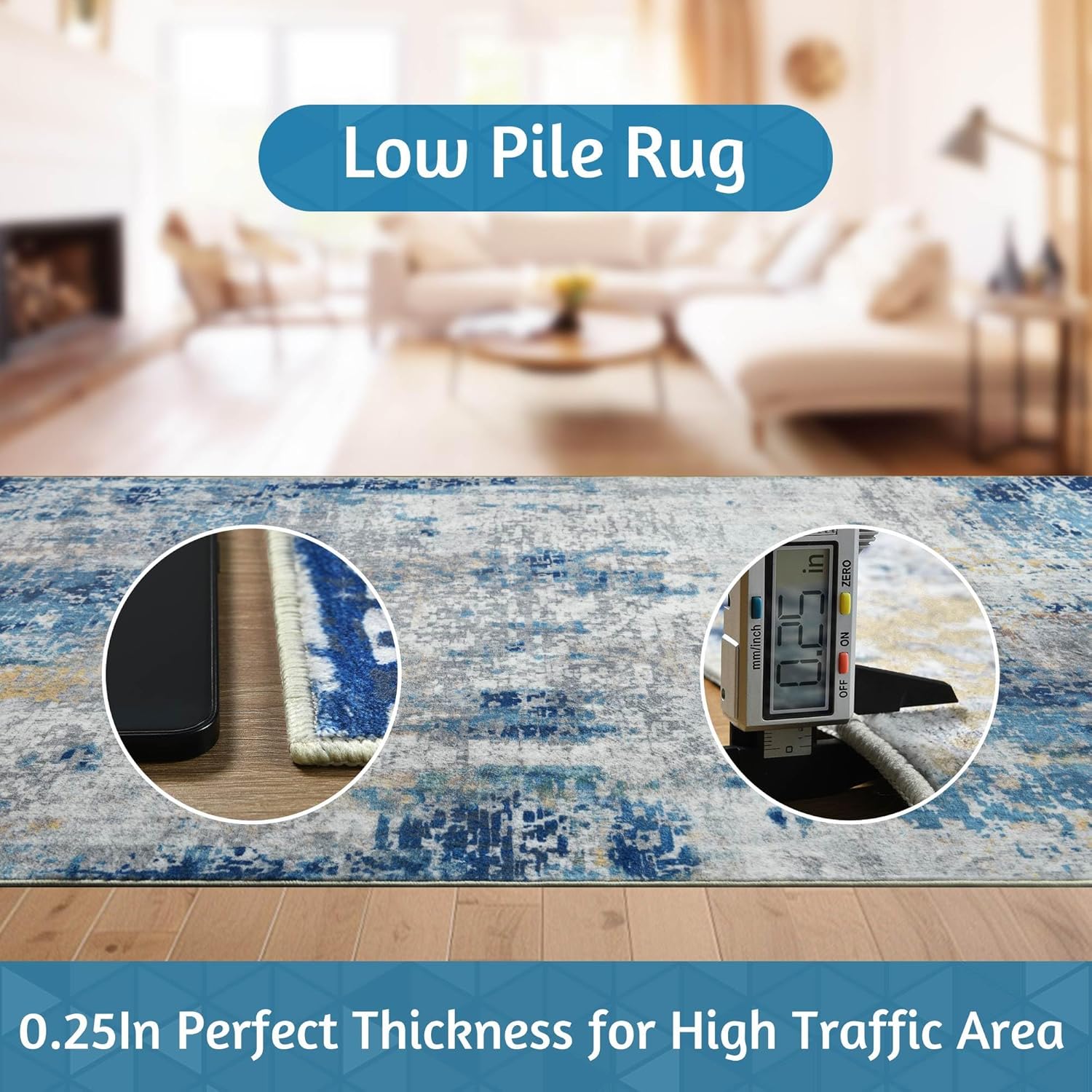 Living Room Area Rugs Soft Large Modern Abstract Area Rug, Boho Vintage Machine Washable Non Slip Carpet Low Pile Rugs