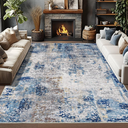 Living Room Area Rugs Soft Large Modern Abstract Area Rug, Boho Vintage Machine Washable Non Slip Carpet Low Pile Rugs