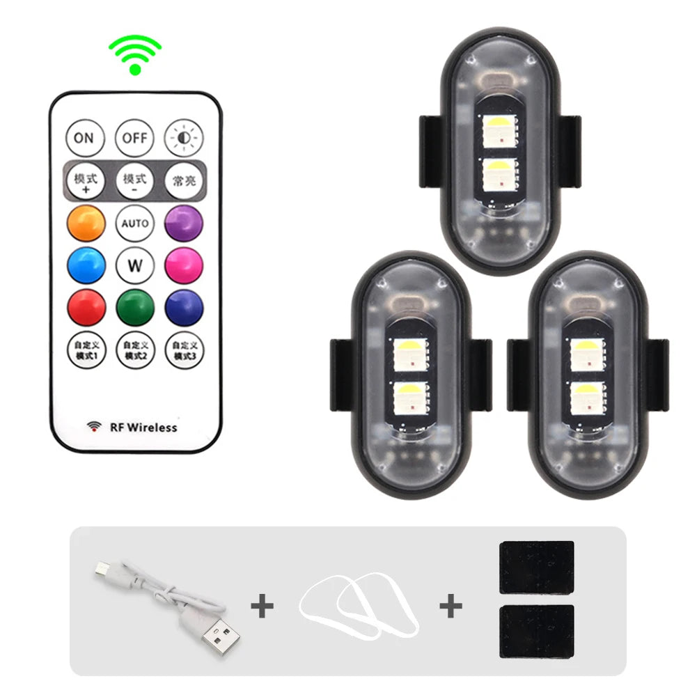 Colors RGB LED Strobe Lights Car Motorcycle Flash Light Wireless Aircraft Airplane Helicopter Posit 6