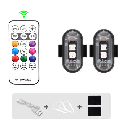 Colors RGB LED Strobe Lights, Car Motorcycle Flash Light, Wireless Aircraft Airplane Helicopter Position Warning Light