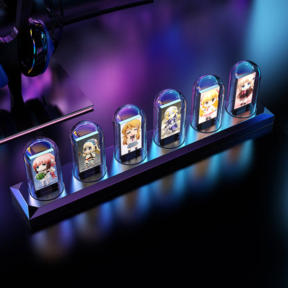 DIY RGB Nixie Tube Clock, IPS Color Screen LED Glows Analog Digital Tube Night Lightsr Gaming Desktop, Modern Home Decor
