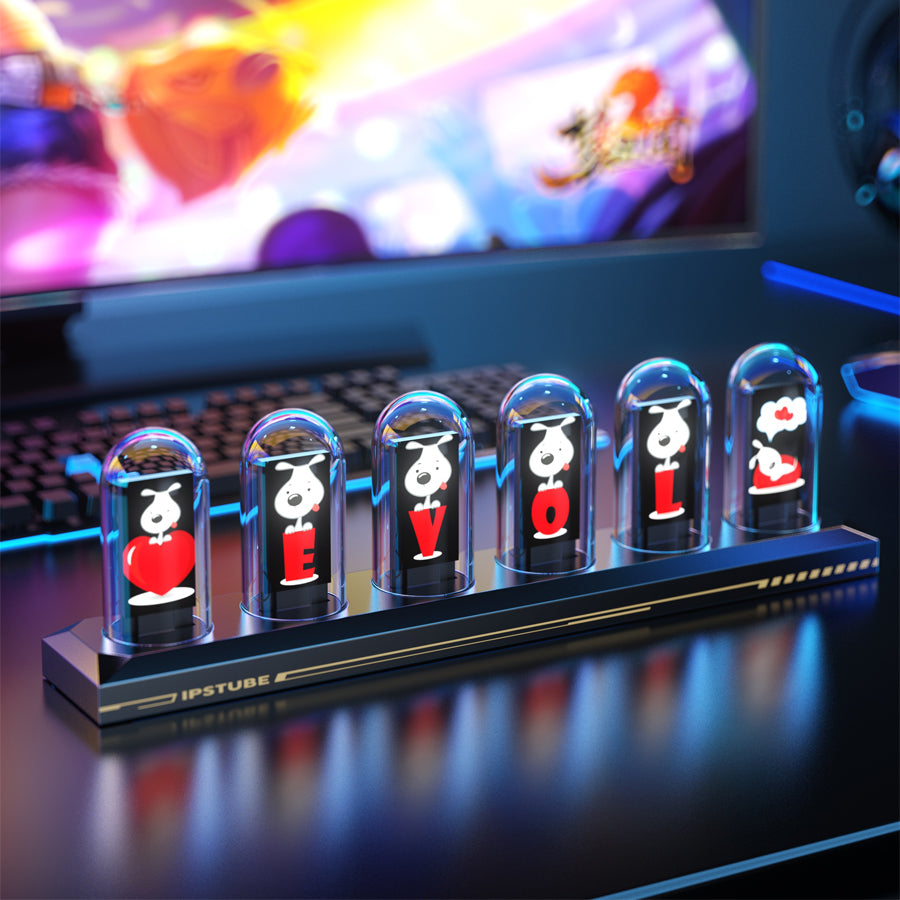 DIY RGB Nixie Tube Clock, IPS Color Screen LED Glows Analog Digital Tube Night Lightsr Gaming Desktop, Modern Home Decor