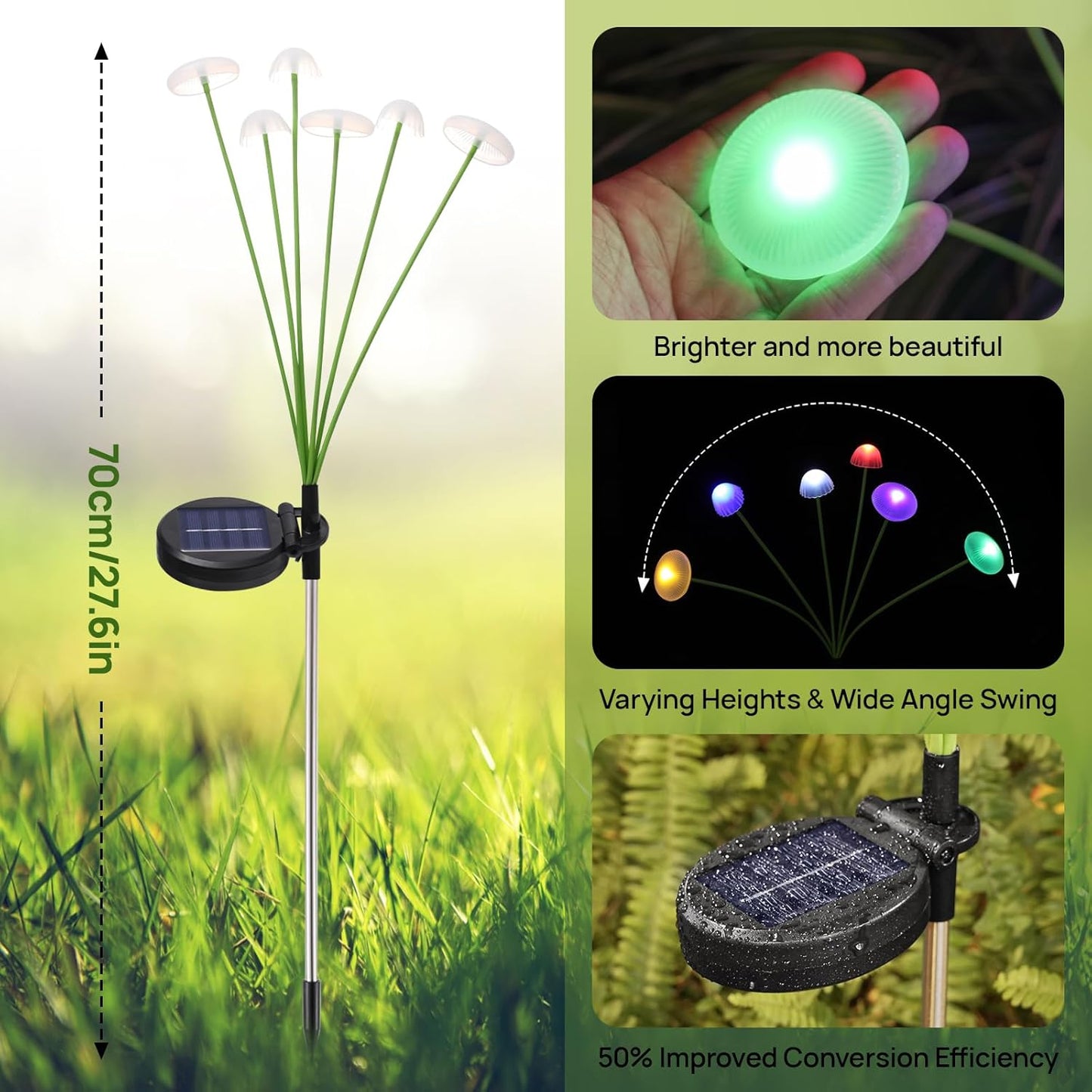 Solar Mushroom Lights, LED Solar Garden Lights Dual Mode, Waterproof Jellyfish Yard Decor for Pathway Patio Ambiance