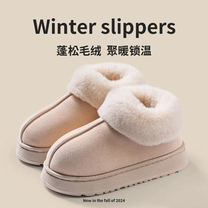 Womens Plush Snow Boots And Mens Winter Indoor Slippers With Faux Fur Lining 7