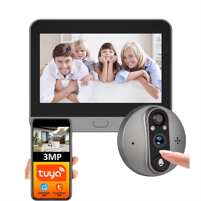 Wifi Door Bell, Smart Life Tuya Eye Peephole Camera, PIR Motion Detector, IR Digital Viewer, Battery