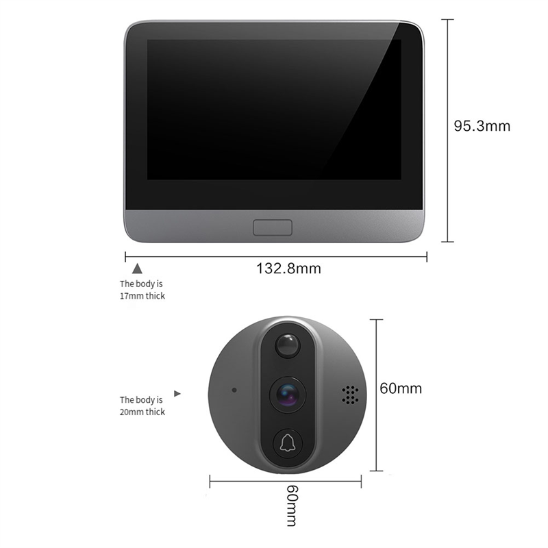Wifi Door Bell Smart Life Tuya Eye Peephole Camera PIR Motion Detector IR Digital Viewer Battery 2