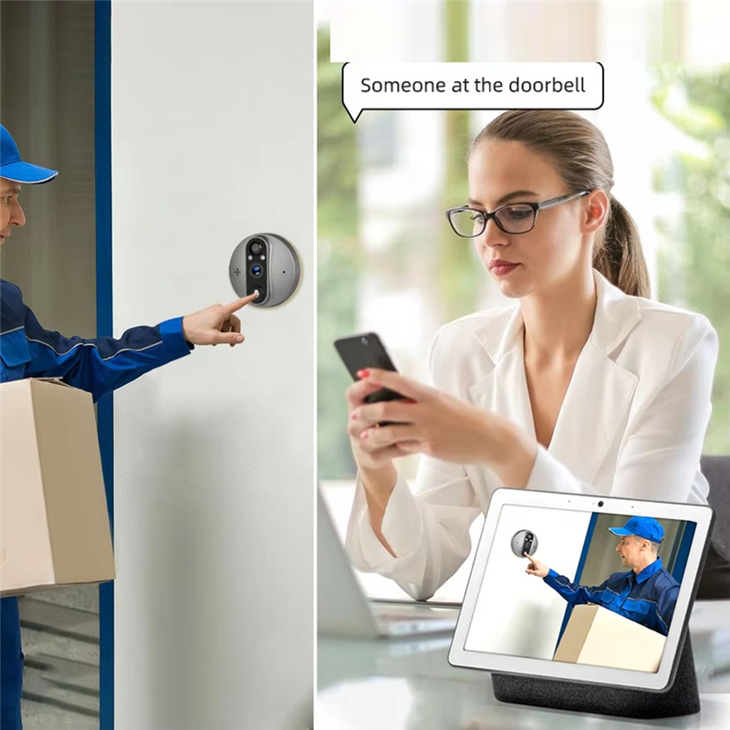 Wifi Door Bell Smart Life Tuya Eye Peephole Camera PIR Motion Detector IR Digital Viewer Battery 3