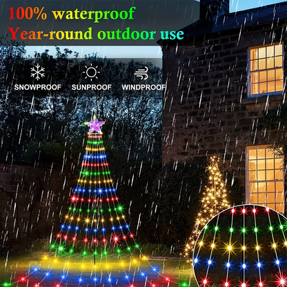 Solar Outdoor LED Fairy Lamp, Christmas Pentagram Waterproof String Light, Holiday and Family Party Garden Decorations