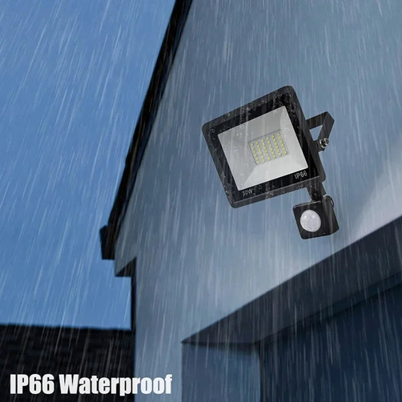 LED PIR Motion Sensor Floodlight Outdoor Wall Light, Waterproof Floodlight Garden White Light