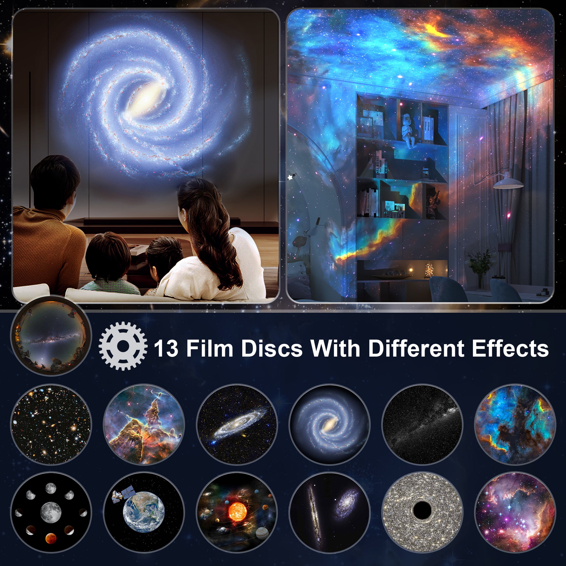 Planetarium Star Projector, Galaxy Projector, Solar System Night Light, Realistic Starry Sky Constellation Moon Lamp