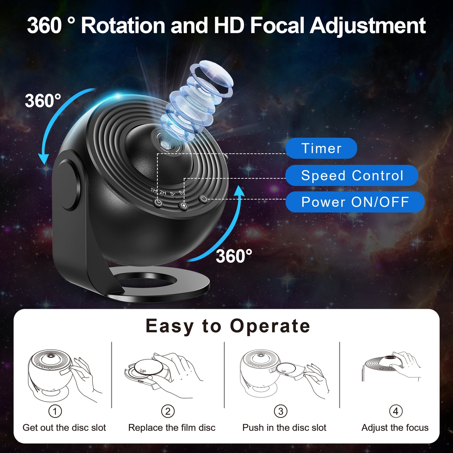 Planetarium Star Projector, Galaxy Projector, Solar System Night Light, Realistic Starry Sky Constellation Moon Lamp