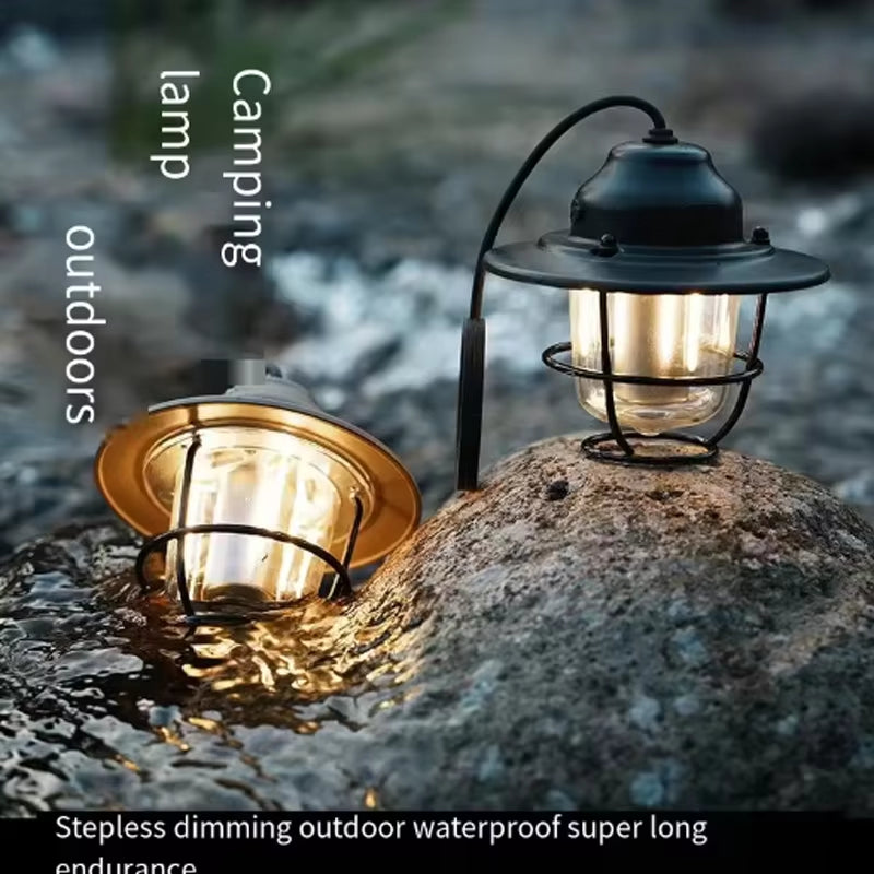 Outdoor Vintage Pendant Light, Portable Rechargeable Tent Lamp, Ultra Long Life Camping Ambient Light