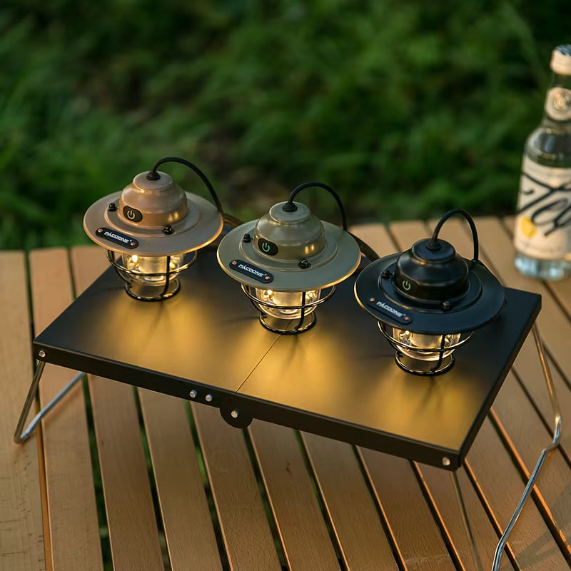 Outdoor Vintage Pendant Light, Portable Rechargeable Tent Lamp, Ultra Long Life Camping Ambient Light