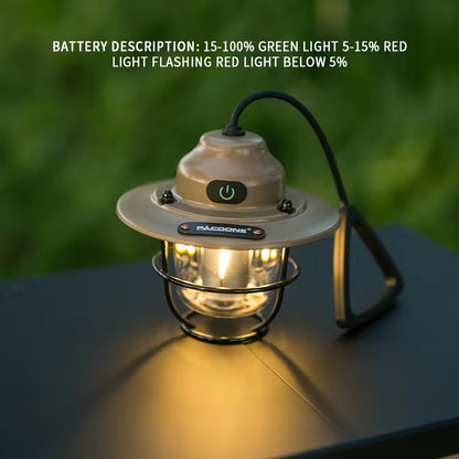 Outdoor Vintage Pendant Light, Portable Rechargeable Tent Lamp, Ultra Long Life Camping Ambient Light