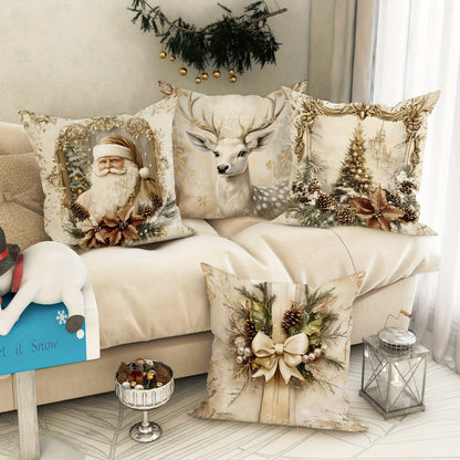 Santa Claus Reindeer Pillow Cover Christmas Decoration Cushion Christmas Tree Sofa Pillowcase Cozy  1
