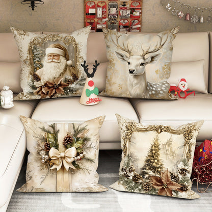 Santa Claus Reindeer Pillow Cover Christmas Decoration Cushion Christmas Tree Sofa Pillowcase Cozy  2