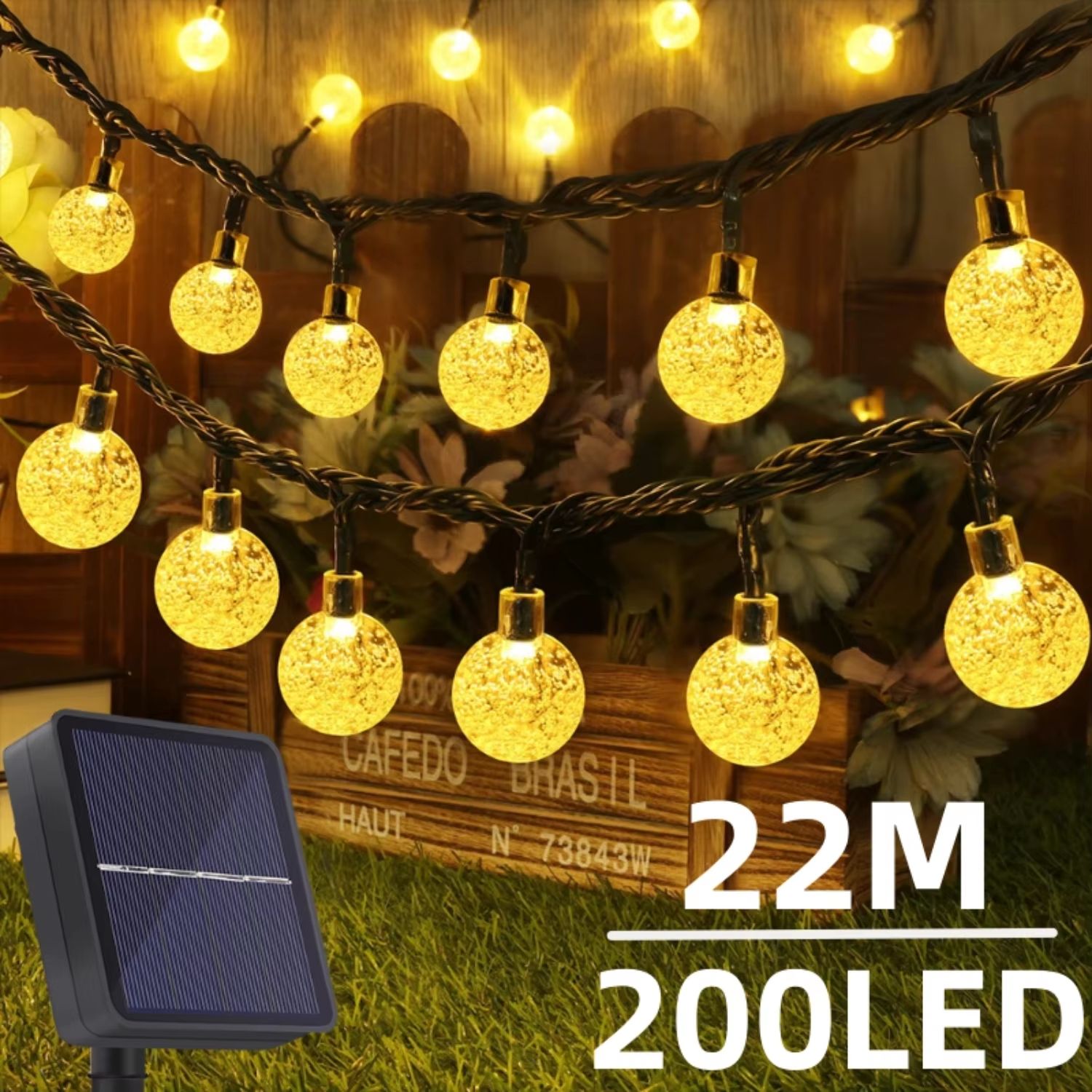 Solar Crystal Globe String Lights – 200 LED Waterproof Solar Fairy Lights for Garden & Outdoor Decor