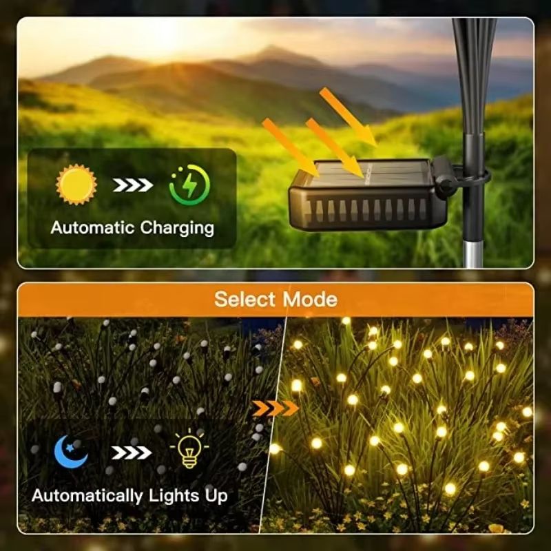 Solar Firefly Swaying Garden Lights  Solar Outdoor LED Decorative Pathway  Patio Lighting 14 Pack 1