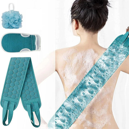 Exfoliating Body Scrubber Set with Back Scrubber Bath Glove and Shower Loofah