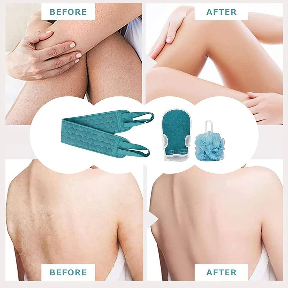Exfoliating Body Scrubber Set With Back Scrubber Bath Glove And Shower Loofah 2
