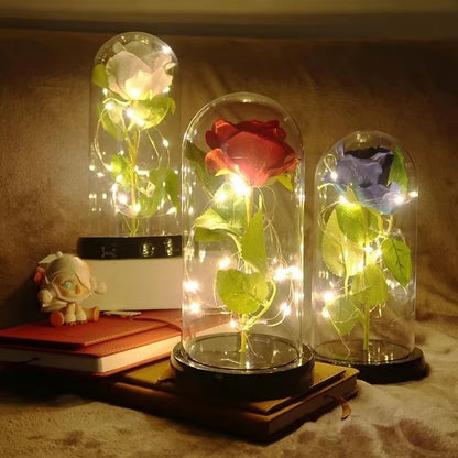Everlasting 24K Gold Foil Rose In Glass  Illuminated Decorative Gift For Home Mothers Day  Special