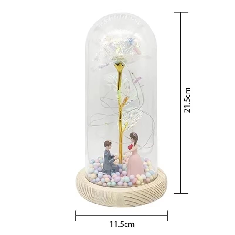 Everlasting 24K Gold Foil Rose In Glass  Illuminated Decorative Gift For Home Mothers Day  Special