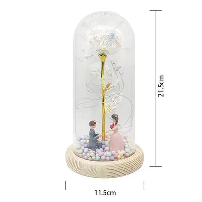 Everlasting 24K Gold Foil Rose In Glass  Illuminated Decorative Gift For Home Mothers Day  Special