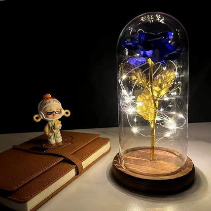 Everlasting 24K Gold Foil Rose In Glass  Illuminated Decorative Gift For Home Mothers Day  Special